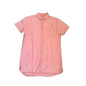 Mens River Island Coral Short Sleeve Button-Up Shirt Regular Fit 100% Cotton Siz